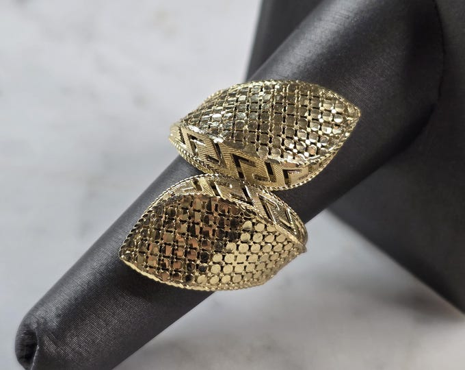 Womens 10K Yellow Gold Modernist Filigree Ring 3.4g E1969