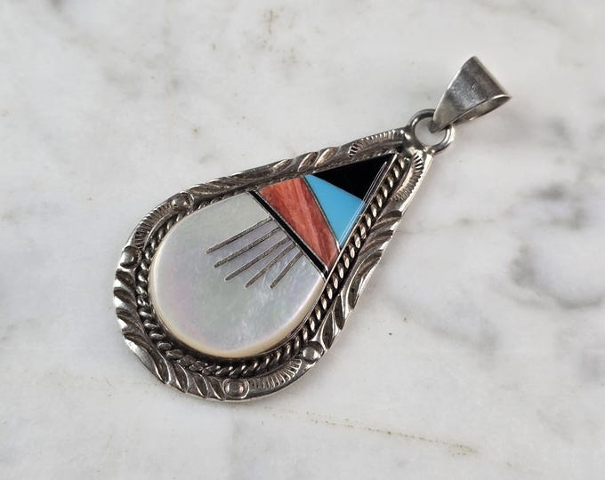 Womens Sterling Silver Native American Zuni Hopi Pendant 12.4g E620