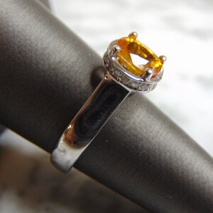 Vintage Estate 14K White Gold Ring w/ Zircon Stone & Diamonds 5.5g E3002 image 2