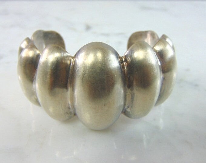 Womens Vintage Estate Sterling Silver Modernist Cuff Bracelet 52.1g E1993