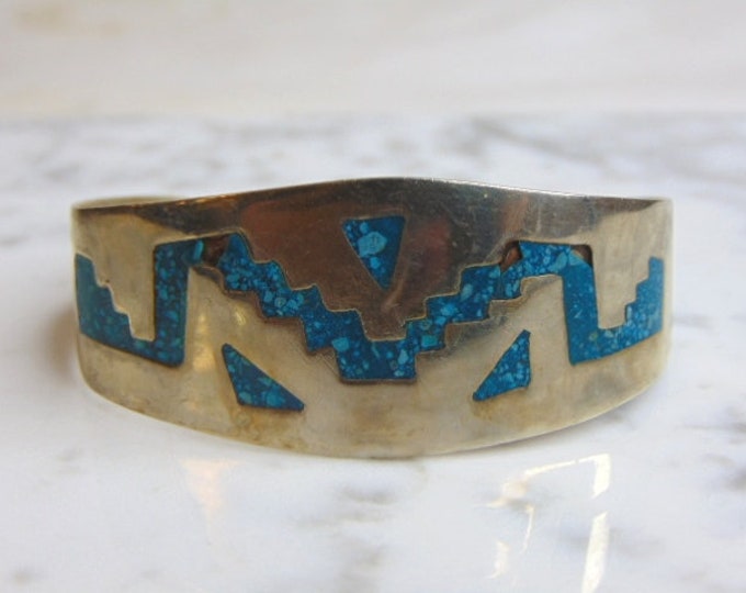 Vintage Estate Southwestern Design Turquoise Bracelet, 19.8g E5016