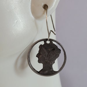 Pr Womens Vintage Estate Silver Mercury Dime 1942 Earrings 3.8g E5841
