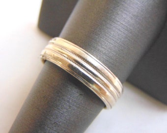 Mens Vintage Estate  14K White Gold Wedding Band Ring 7.2g E2925