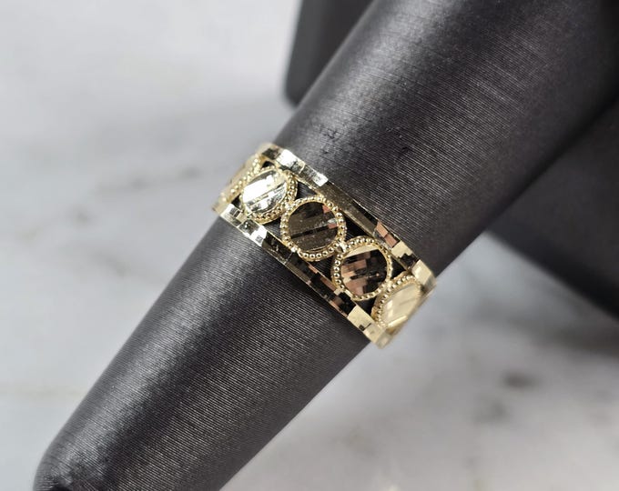 Womens 10K Yellow Gold Modernist Filigree Ring 1.7g E1693