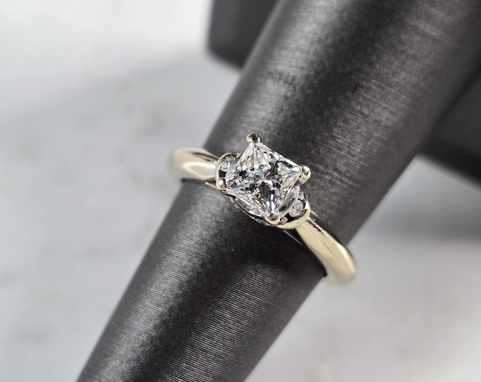 Womens Vintage Estate 14K White Gold Diamond Engagement Ring, 3.9g E7701