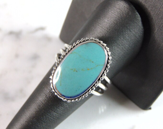 Womens Vintage Estate Sterling Silver Turquoise Ring 12.2g E3468