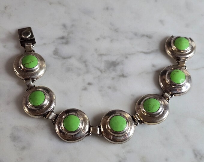 Womens Vintage Estate Sterling Silver Modernist Bracelet 38.7g E7123