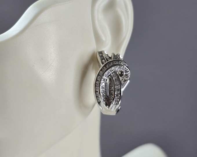 Womens Vintage Estate Sterling Silver Modernist CZ Earrings 8.7g #E1149