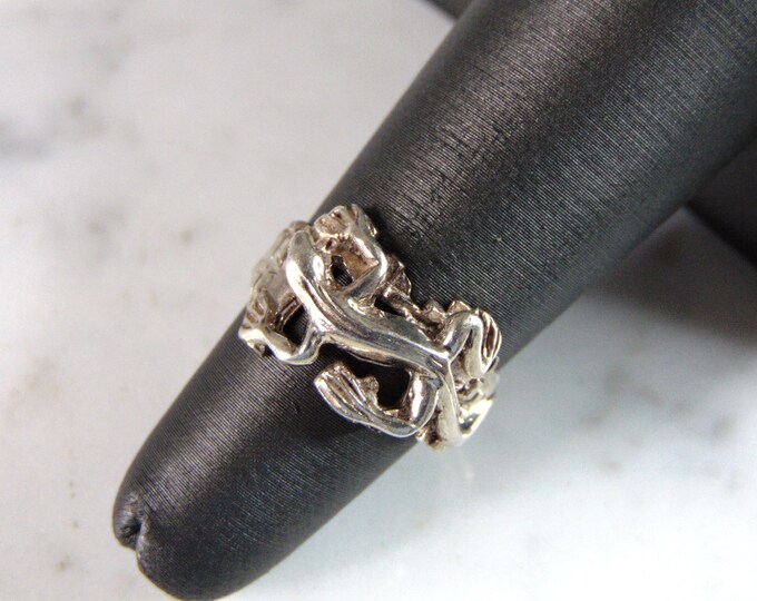 Womens Vintage Estate Sterling Silver Lizard Ring 3.2g E3424