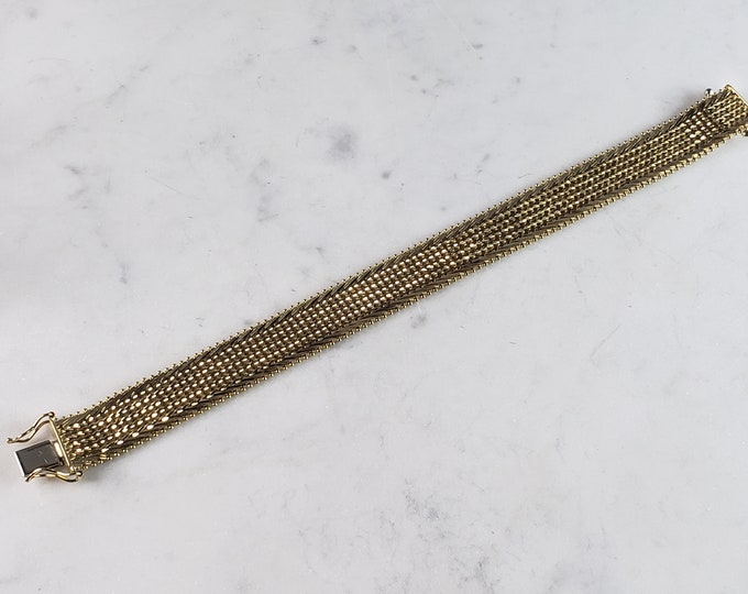 Womens Vintage Estate 14K Gold Mesh Bracelet 23.8g E3224