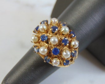 Womens Vintage Estate 14K Gold Sapphire Ring, 7.6g E3215