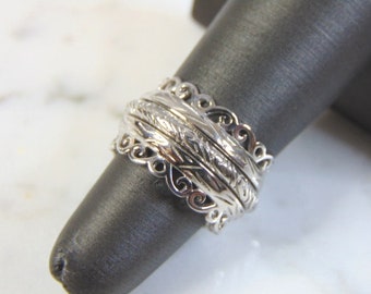 Womens Vintage Estate Sterling Silver Fidget Ring 7.1g E3076