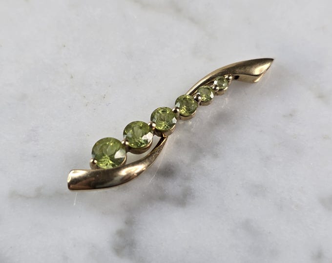 Womens Vintage Estate 10K Yellow Gold Modernist Peridot Pendant 1.9g E1485