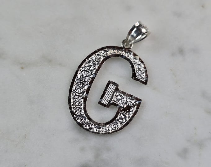 Womens Sterling Silver Initial Letter " G " Pendant 1.3g E1548