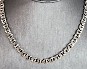 Mens Vintage Estate Sterling Silver Reversible Chain Link Necklace 46.3g E6994