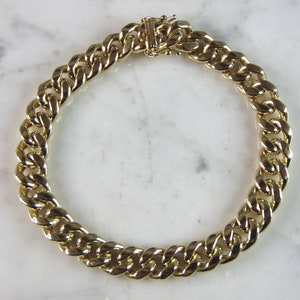 Mens Vintage Estate 14K Yellow Gold Chain Link Bracelet 22g E2631