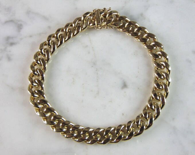 Mens Vintage Estate 14K Yellow Gold Chain Link Bracelet 22g E2631