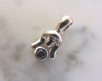 Womens Vintage Estate Sterling Silver Amethyst Stone Pendant 2.5g E4545