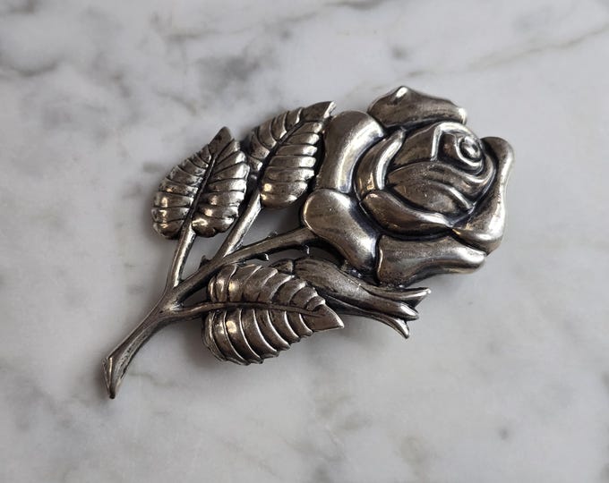 Womens Vintage Estate Sterling Silver Danecraft Floral Brooch, 11.7g E6426