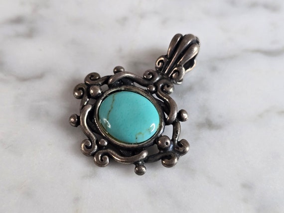 Womens Vintage Estate Sterling Silver Turquoise Pe