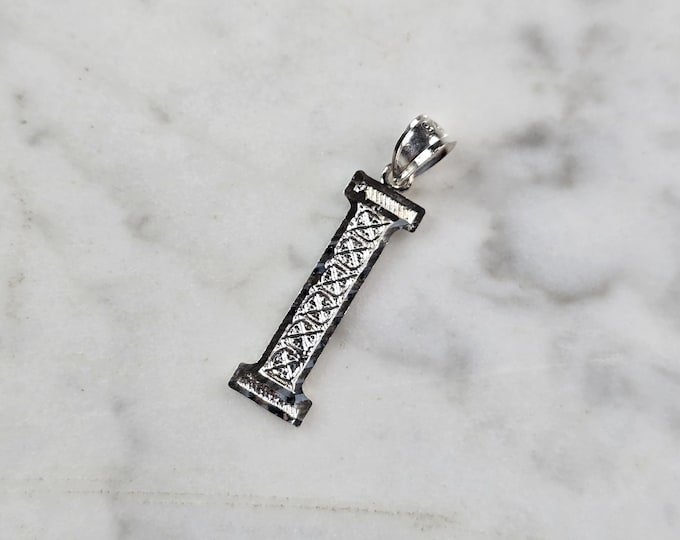 Womens Sterling Silver Initial Letter " I " Pendant 0.9g E7312