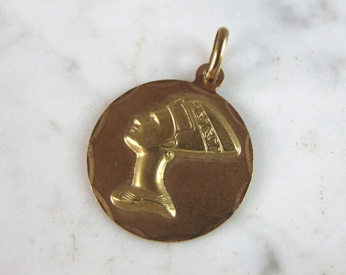 Womens Vintage Estate 18K Yellow Gold Pharaoh Pendant 5.3g E2608