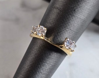 Womens Vintage Estate 14k Yellow Gold Diamond Ring Spacer 2.3g  #E7395
