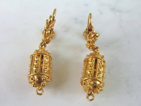 Womens Vintage Estate 18K Yellow Gold Clip on Earrings, 16.9