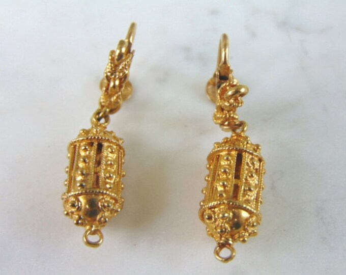 Womens Vintage Estate 18K Yellow Gold Clip On Earrings, 16.9g E5971