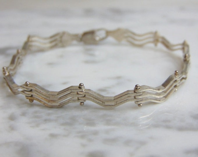 Womens Vintage Estate Sterling Silver Link Bracelet 10.3g E4876