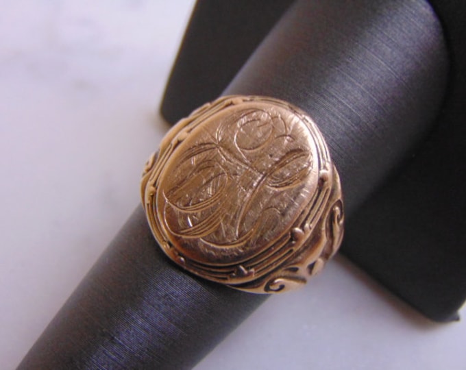 Mens Vintage Estate 10K Yellow Gold Signet Ring 9.3g #E3316