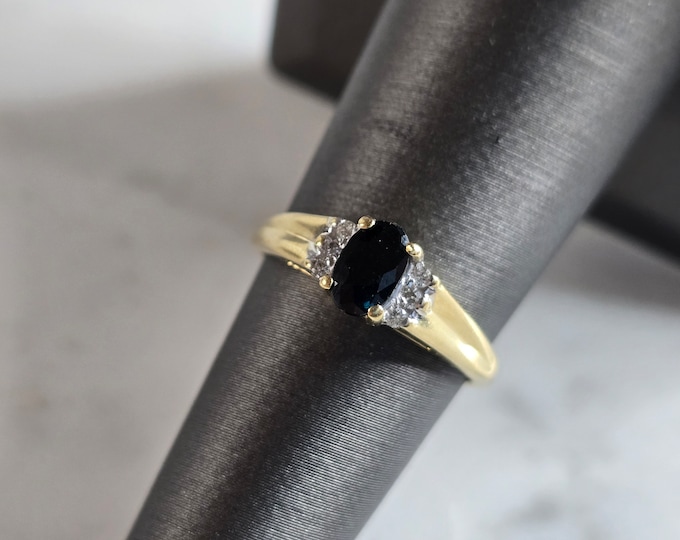 Womens Vintage Estate 14k Yellow Gold Diamond Spinel Ring 2.4g E7802