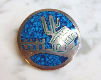 Womens Vintage Estate Sterling Silver Southwestern Brooch 15.2g E5144