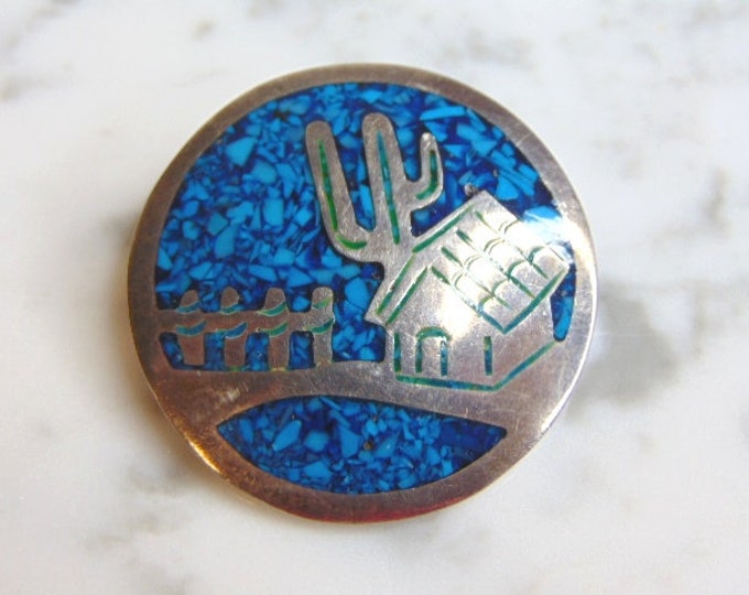 Womens Vintage Estate Sterling Silver Southwestern Brooch 15.2g E5144