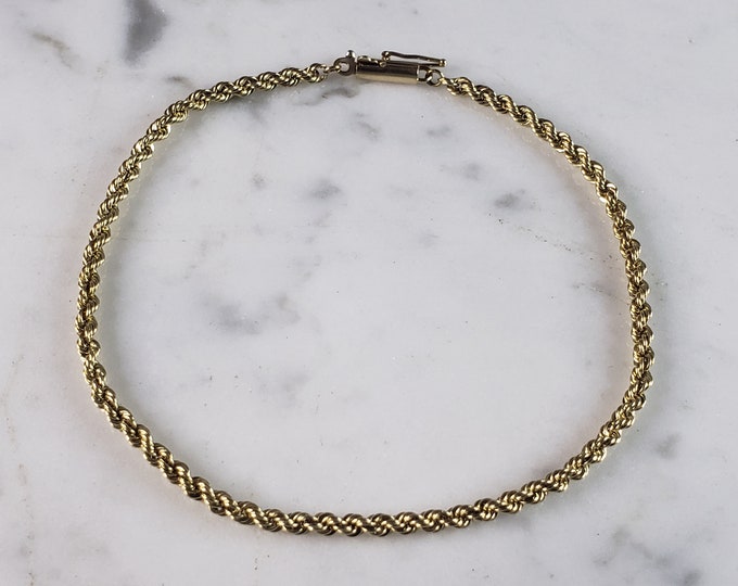 Womens Vintage Estate 14K Yellow Gold Rope Bracelet, 5.3g E3733