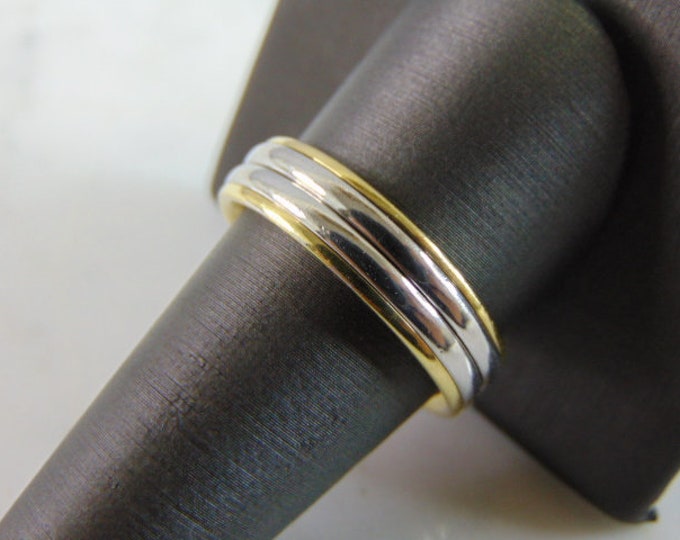Mens Vintage Estate 18K Gold Platinum Band Ring, 12.4g E3357