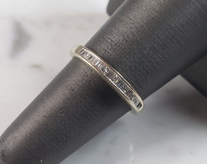 Womens Vintage Estate 14k White Gold Diamond Ring 2.2g E1093