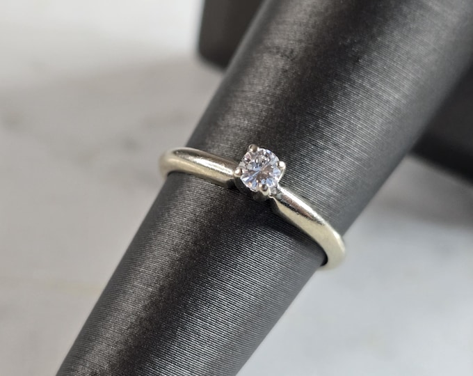 Womens Vintage Estate 14k White Gold Diamond Engagement Ring 1.8g E5619