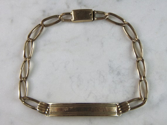 Mens Vintage Estate 10k Yellow Gold Chain Link ID… - image 2