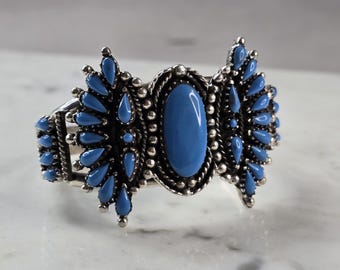 Womens Vintage Sterling Silver Southwestern Turquoise Cuff Bracelet 59.1g E535