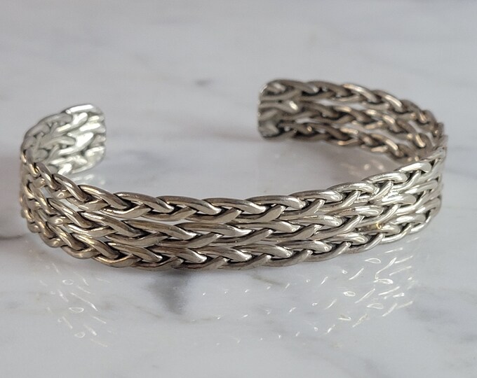 Womens Vintage Estate Sterling Silver Cuff Bracelet 18.4g E6703