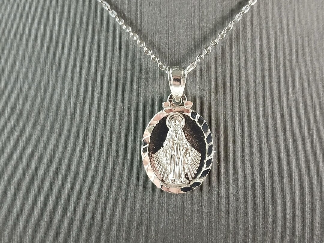 Womens Sterling Silver Virgin Mary Pendant Necklace 3.4g E7096 - Etsy