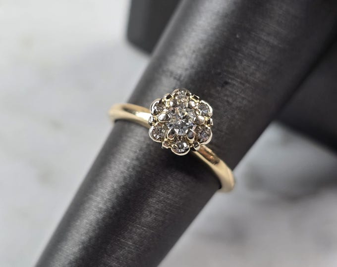 Womens Vintage Estate 14K Yellow Gold Diamond Ring 2.9g E3189