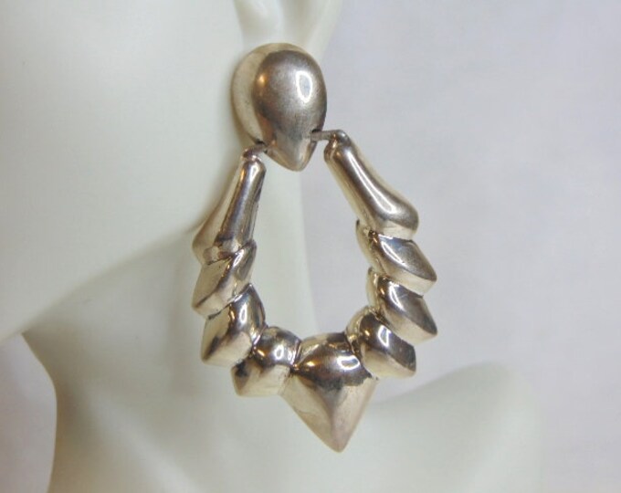 Womens Vintage Estate Sterling Silver Modernist Earrings 18.2g E5071