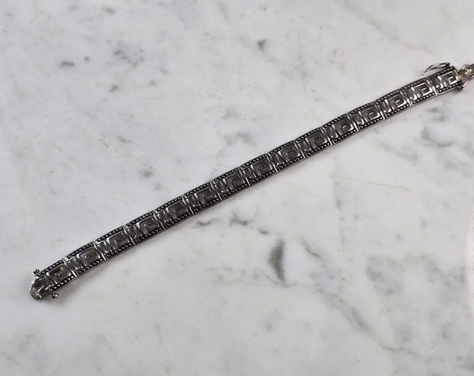 Womens Vintage Estate Sterling Silver Modernist Greek Key Bracelet, 16.4g E3960