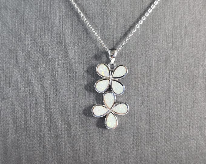 Womens Sterling Silver Opal Modernist Daisy Flower Pendant Necklace 4.8g E6892