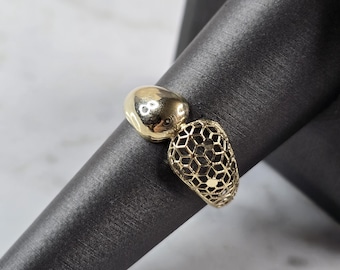 Womens 10K Yellow Gold Modernist Filigree Ring 1.2g E6796