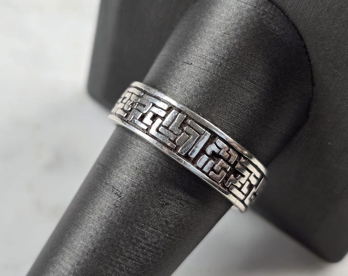 Mens Estate Sterling Silver Modernist Band Ring 5.5g E3320