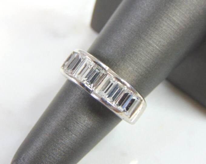 Womens Vintage Estate Sterling Silver CZ Ring 6.3g E5985