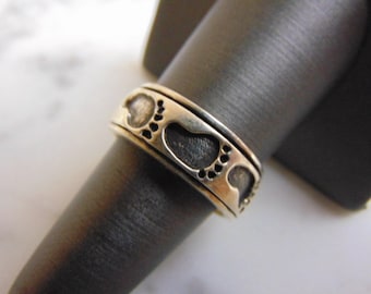 Vintage Estate Sterling Silver Bare Foot Spinner Meditation Ring 7.5g E3519